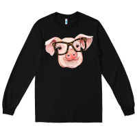 Black pig with glasses Long Sleeve Tee - RanaPortraitStore