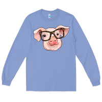 Colony Blue pig with glasses Long Sleeve Tee - RanaPortraitStore