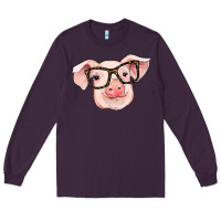 Plum pig with glasses Long Sleeve Tee - RanaPortraitStore