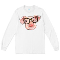 White pig with glasses Long Sleeve Tee - RanaPortraitStore