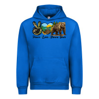 Cobalt Peace Love Brown Bear Urban Hoodie - LillyAllenDesigns