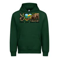 Foreset Green Peace Love Brown Bear Urban Hoodie - LillyAllenDesigns