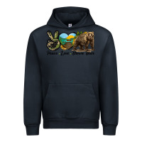Navy Peace Love Brown Bear Urban Hoodie - LillyAllenDesigns
