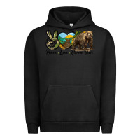 Pigment Black Peace Love Brown Bear Urban Hoodie - LillyAllenDesigns