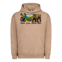 Pigment Burro Peace Love Brown Bear Urban Hoodie - LillyAllenDesigns
