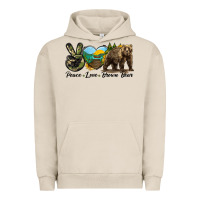 Pigment French Oak Peace Love Brown Bear Urban Hoodie - LillyAllenDesigns