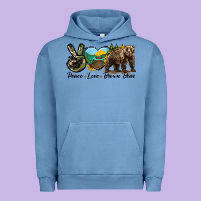 Peace Love Brown Bear Urban Hoodie Designed By Lillyallendesigns