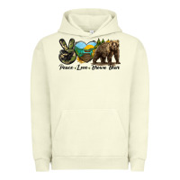 Pigment Pistachio Peace Love Brown Bear Urban Hoodie - LillyAllenDesigns