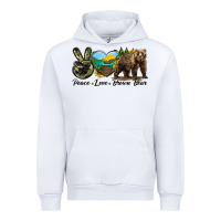 White Peace Love Brown Bear Urban Hoodie - LillyAllenDesigns