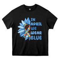 Black in april we wear blue Heavy Core Tee - MaliasSmallBusiness
