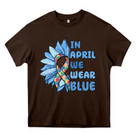 Chocolate Brown in april we wear blue Heavy Core Tee - MaliasSmallBusiness