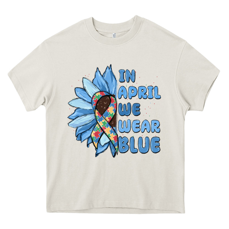In April We Wear Blue Heavy Core Tee by MaliasSmallBusiness | Teevron