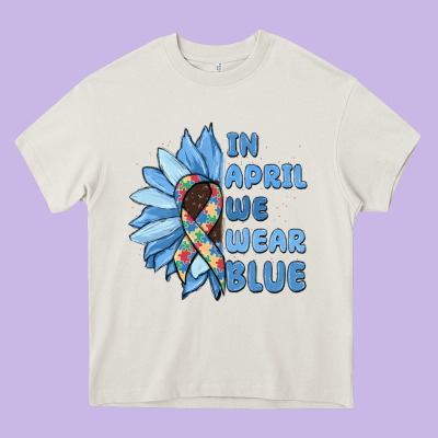 In April We Wear Blue Heavy Core Tee Designed By Maliassmallbusiness
