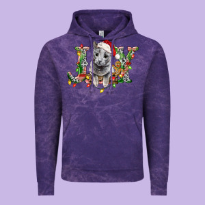 Russian Blue Cat Joy Vintage Hoodie Designed By Lillyallendesigns