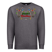 Charcoal Heather spooky christmas skeleton hands Premium Sweatshirt - FaDigitalArtStudio