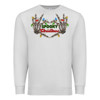 Dove Grey spooky christmas skeleton hands Premium Sweatshirt - FaDigitalArtStudio