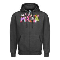 Charcoal Heather Easter mama Zipper Hoodie - OliviaCreatesArt