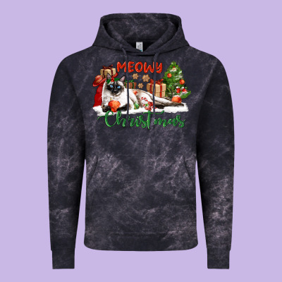 Siamese Cat Meowy Christmas Vintage Hoodie Designed By Lillyallendesigns