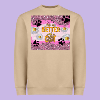 Life Is Better With A Cat Heavyweight Sweatshirt Designed By Tumblerdesignbyshophia