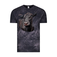 Cloud Black Black Angus Cow Illustrations Vintage Tee - LillyAllenDesigns