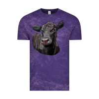 Cloud Purple Black Angus Cow Illustrations Vintage Tee - LillyAllenDesigns