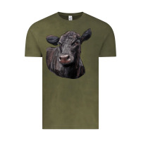 Vintage Olive Black Angus Cow Illustrations Vintage Tee - LillyAllenDesigns
