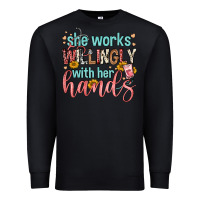Black she works willingly with her hands Premium Sweatshirt - FaDigitalArtStudio