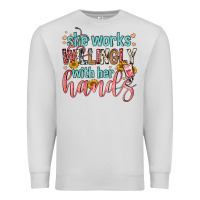 Dove Grey she works willingly with her hands Premium Sweatshirt - FaDigitalArtStudio