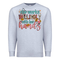 Heather Grey she works willingly with her hands Premium Sweatshirt - FaDigitalArtStudio