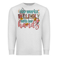 Oatmeal Heather she works willingly with her hands Premium Sweatshirt - FaDigitalArtStudio