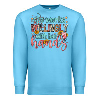 Ocean Blue she works willingly with her hands Premium Sweatshirt - FaDigitalArtStudio