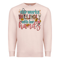 Pale Pink she works willingly with her hands Premium Sweatshirt - FaDigitalArtStudio