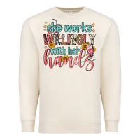 Sandshell she works willingly with her hands Premium Sweatshirt - FaDigitalArtStudio