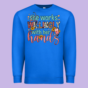 She Works Willingly With Her Hands Premium Sweatshirt Designed By Fadigitalartstudio