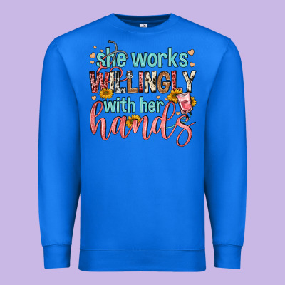 She Works Willingly With Her Hands Premium Sweatshirt Designed By Fadigitalartstudio