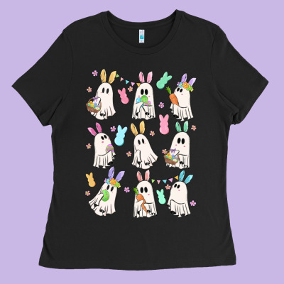Bunny Ghost Ladies Tee Designed By Maliassmallbusiness