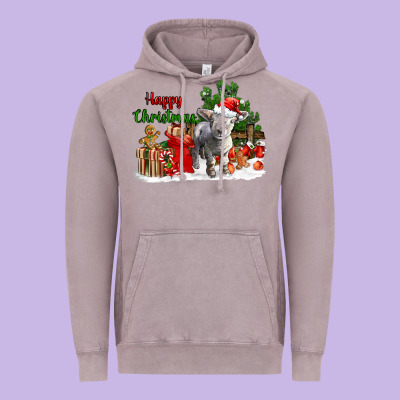 Happy Christmas Southdown Baby Sheep Vintage Hoodie Designed By Lillyallendesigns