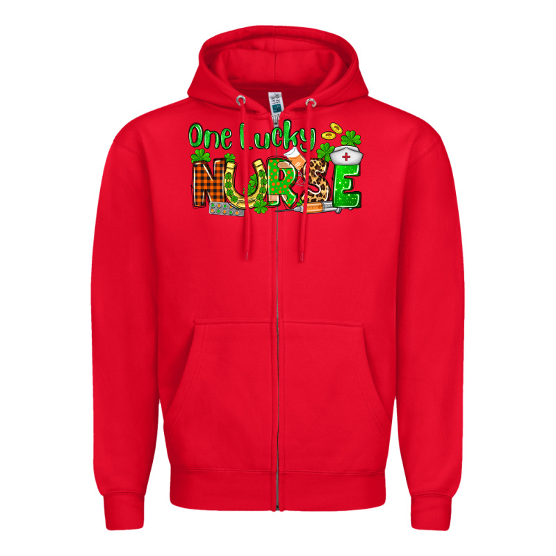 St. Patrick's One Lucky Nurse Zipper Hoodie by OliviaCreatesArt | Teevron