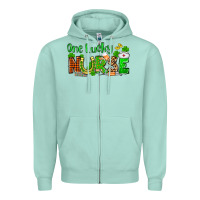 Seafoam St. Patrick's One lucky Nurse Zipper Hoodie - OliviaCreatesArt