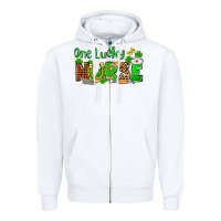 White St. Patrick's One lucky Nurse Zipper Hoodie - OliviaCreatesArt