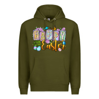 Army Green Happy Easter Premium Hoodie - OliviaCreatesArt