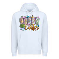 White Happy Easter Premium Hoodie - OliviaCreatesArt