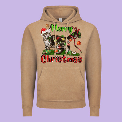 Maine Coon Cat Merry Christmas Vintage Hoodie Designed By Lillyallendesigns