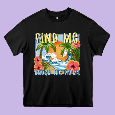 Find Me Under The Palms Heavy Core Tee Designed By Maliassmallbusiness