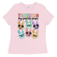 Bubblegum Pink teahing my favorite peeps malia Ladies Tee - MaliasSmallBusiness