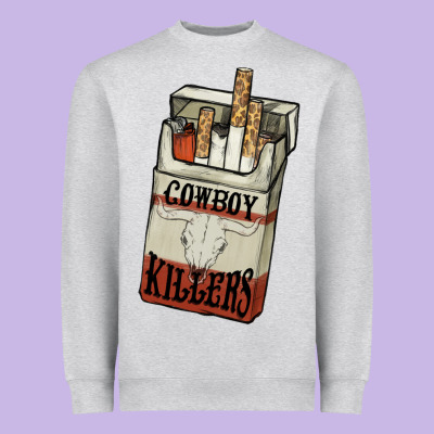 Cowboy Killers Cigarette Package Heavyweight Sweatshirt Designed By Howdyjamesfarm