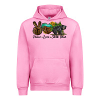 Fuchsia Pink peace love sloth bear Urban Hoodie - LillyAllenDesigns