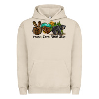Pigment French Oak peace love sloth bear Urban Hoodie - LillyAllenDesigns