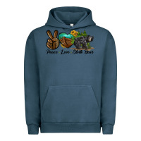 Pigment Midnight Navy peace love sloth bear Urban Hoodie - LillyAllenDesigns