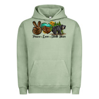 Pigment Oil Green peace love sloth bear Urban Hoodie - LillyAllenDesigns